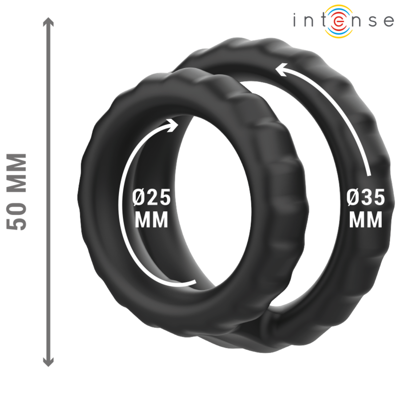 INTENSE DEWEY ANNEAU PENIS DOUBLE SILICONE NOIR MODELE 2