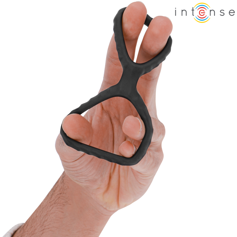 INTENSE DEWEY ANNEAU PENIS DOUBLE SILICONE NOIR MODELE 2