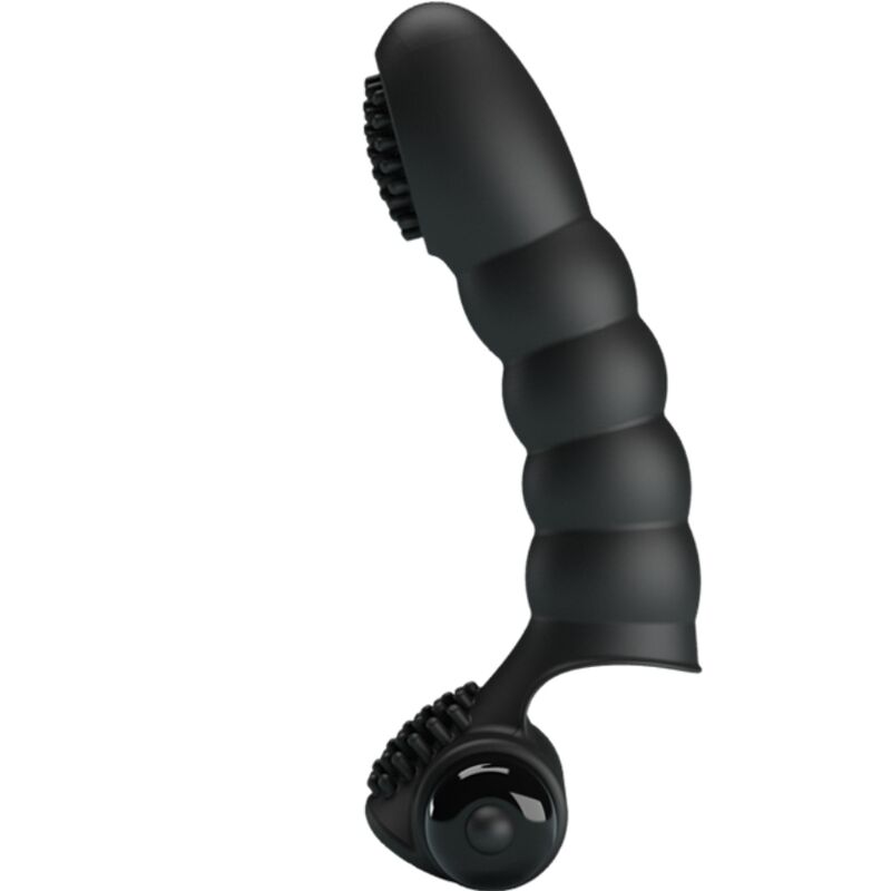 Schwarzer Alexander Fingervibrator mit strukturiertem Kopf