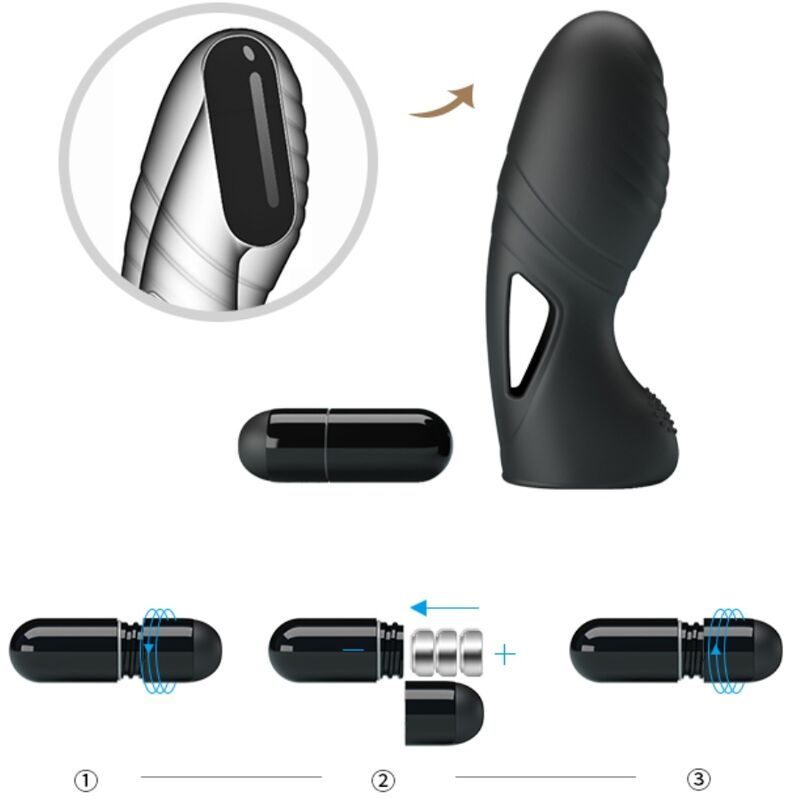 PRETTY LOVE ALAN VIBRATEUR DE DOIGTS EN SILICONE NOIR