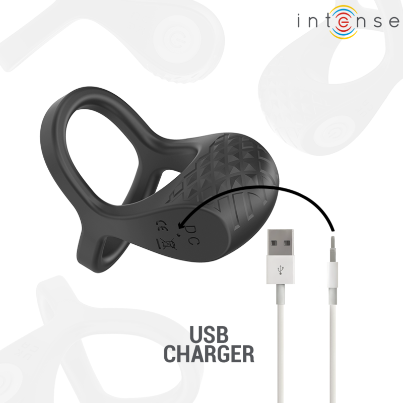 INTENSE ALEX VIBRATEUR DOUBLE ANNEAU PENIS 10 VIBRATIONS NOIR