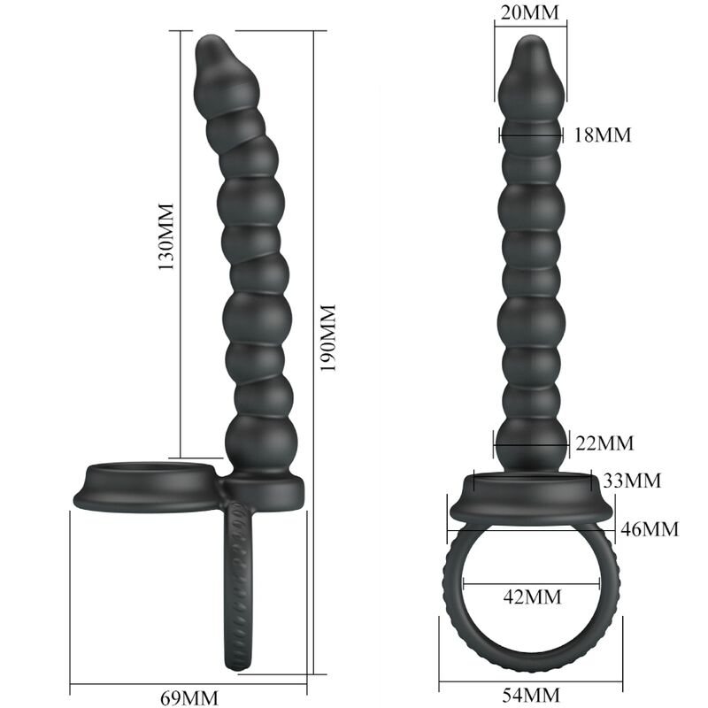 PRETTY LOVE ANNEAU PENETRANT A DOUBLE PENETRATION DILLION NOIR