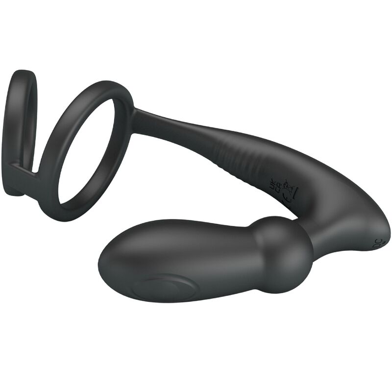 Cockring double anneau + plug anal vibrant 12 modes — vue détaillée