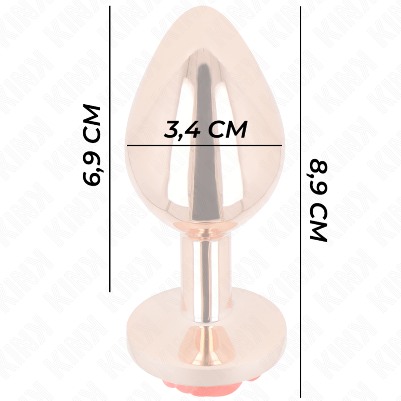 Plug bijou Or rose avec rose rouge 8.9 cm taille M — vue détaillée