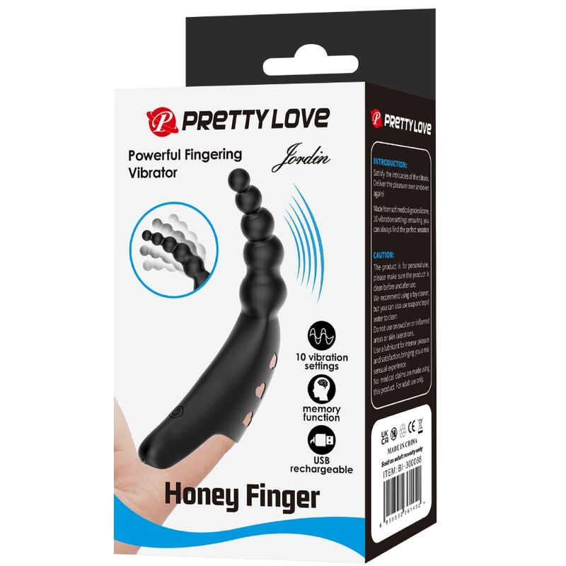 PRETTY LOVE JORDIN FINGER VIBRATOR 10 VIBRATIONS NOIR