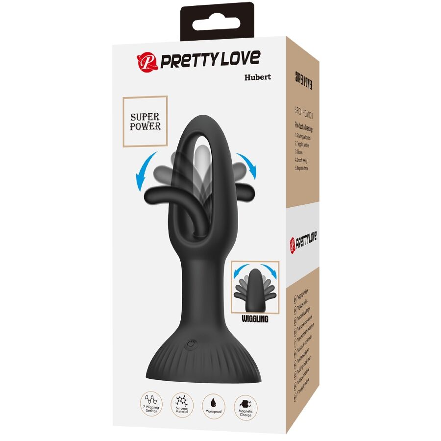 Plug vibrant à double branche 7 modes noir — vue de profil