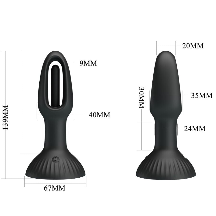 Plug vibrant à double branche 7 modes noir — autre angle