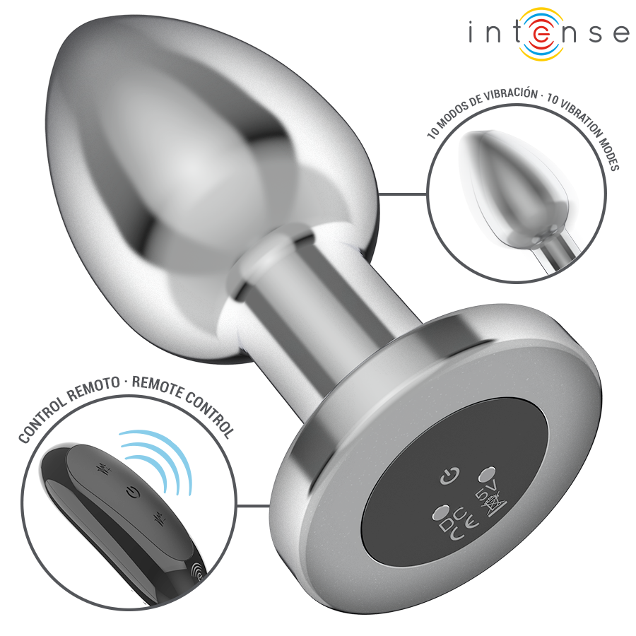 Plug vibrant aluminium 10,1 cm 10 modes télécommande — vue de profil