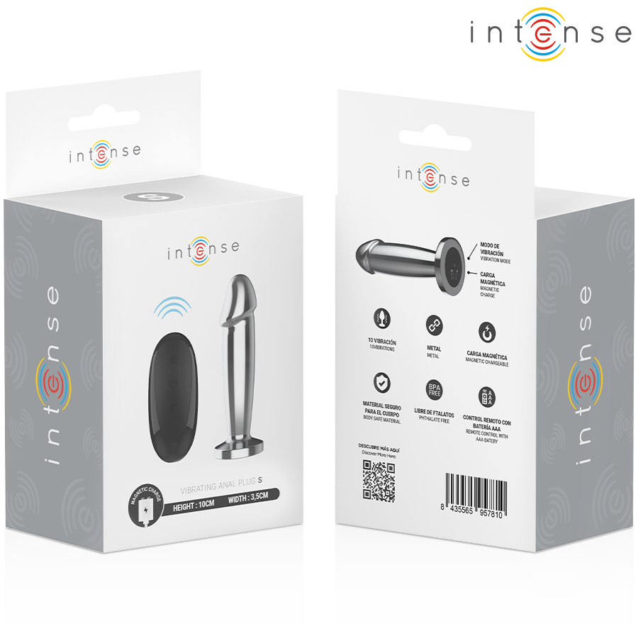 Gode métal vibrant aluminium 10 cm 10 modes télécommande — emballage