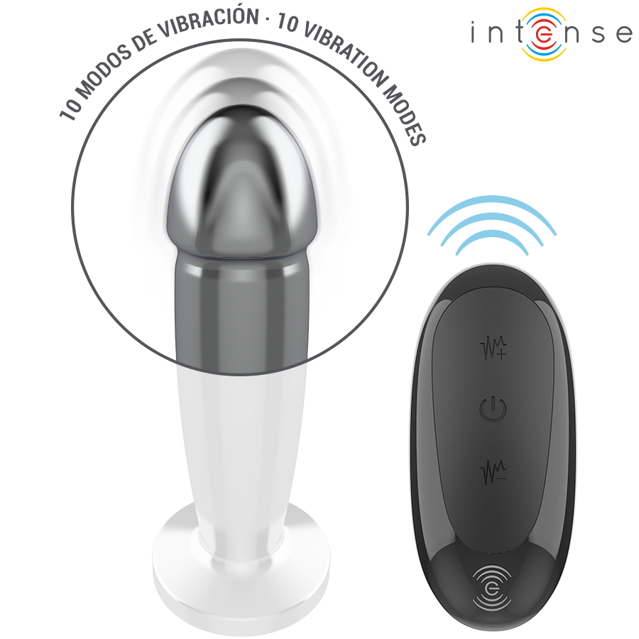 Gode métal vibrant aluminium 11,8 cm 10 modes télécommande — gros plan
