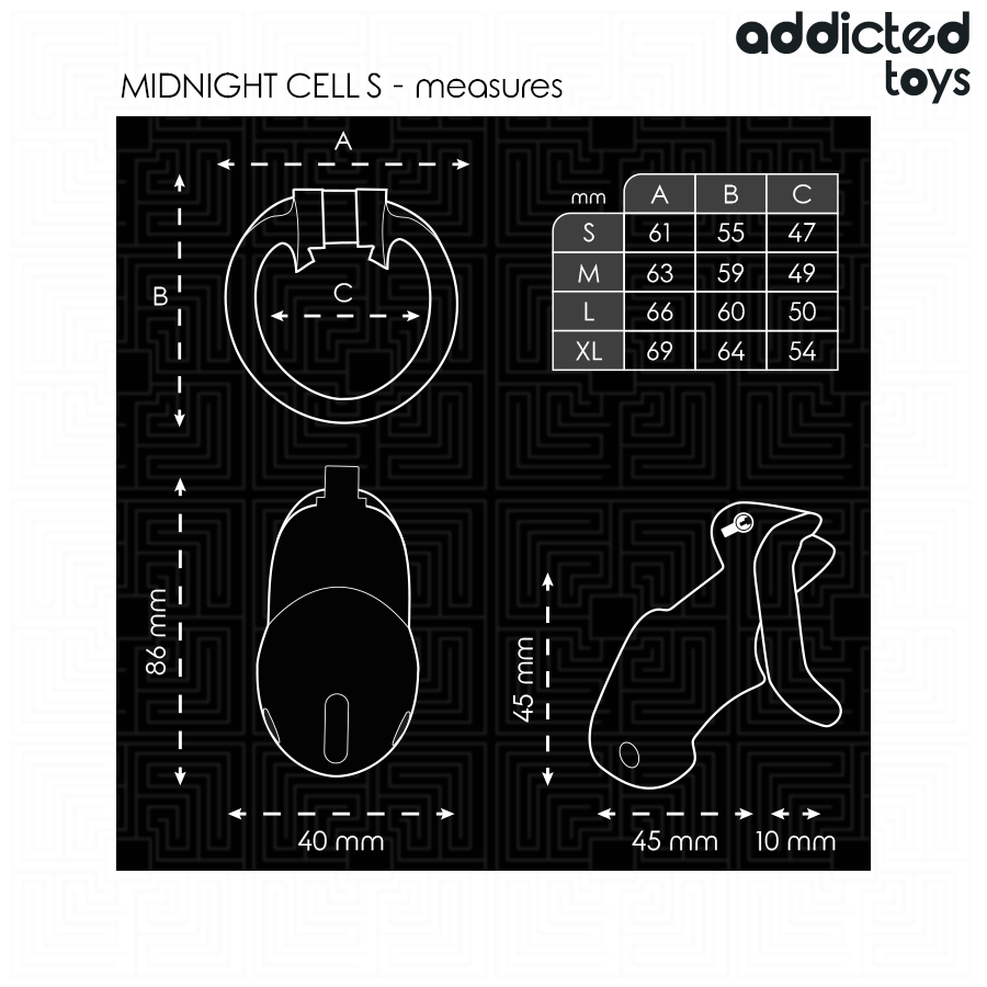 ADDICTED TOYS LOCKED MINDNIGHT CELL CAGE A PENIS TAILLE S