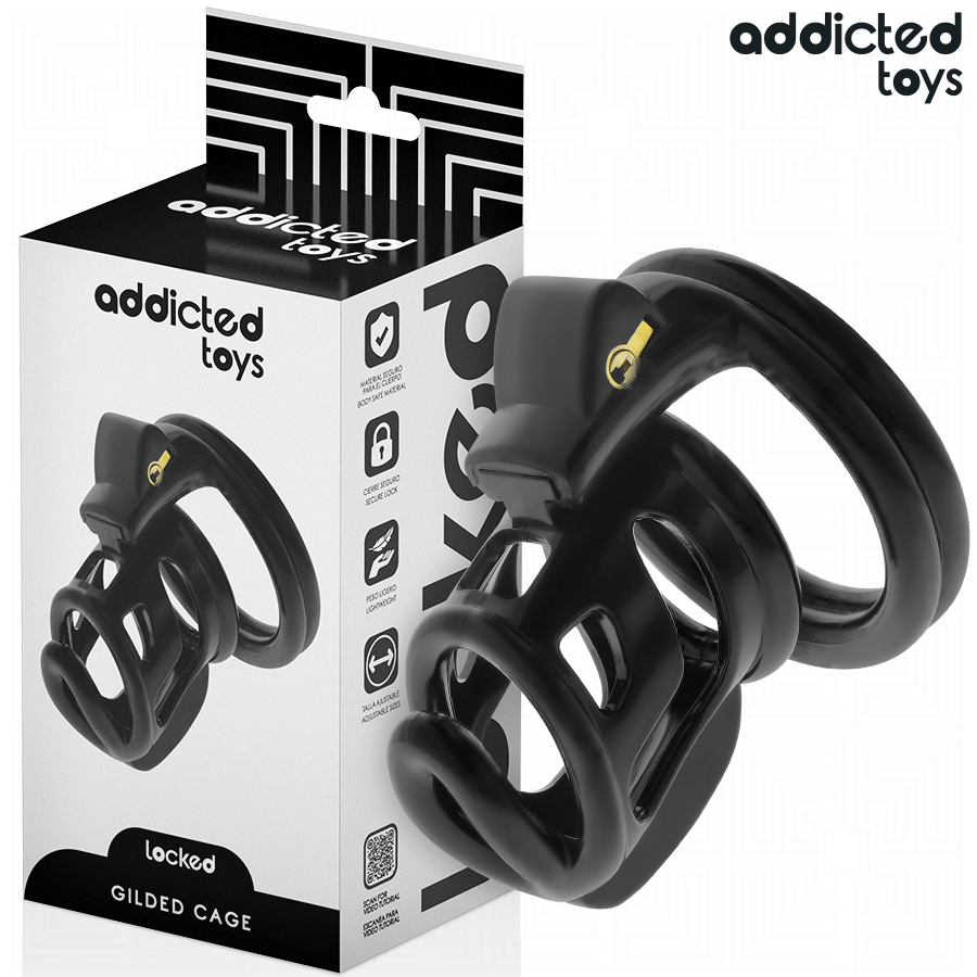 Cage de chasteté ajourée 8,5 cm cadenas doré — Locked Gilden Cage · Addicted Toys Locked · Cages de chasteté