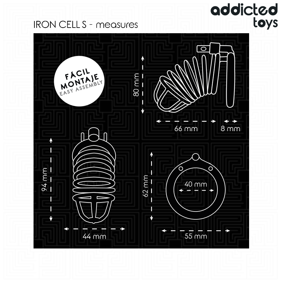 ADDICTED TOYS LOCKED CAGE A PENIS EN METAL IRON CELL 4 CM TAILLE S