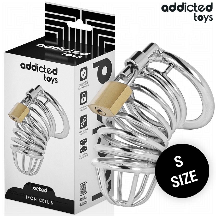 ADDICTED TOYS LOCKED CAGE A PENIS EN METAL IRON CELL 4 CM TAILLE S