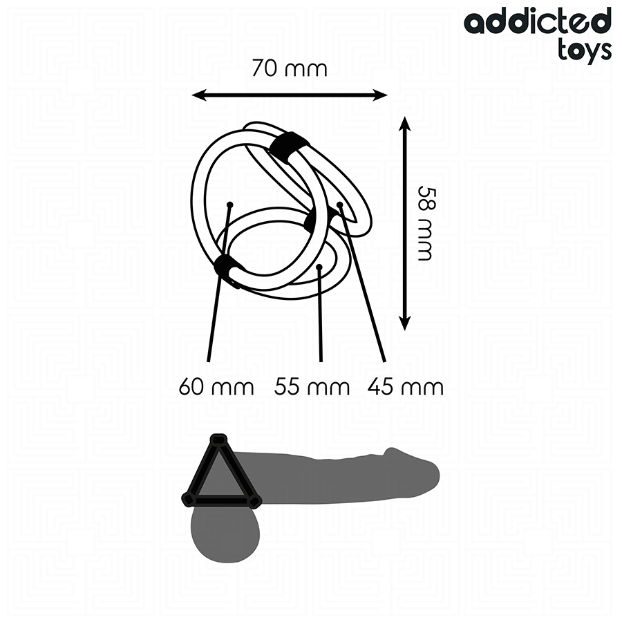 Cockring triple silicone extensible — vue détaillée