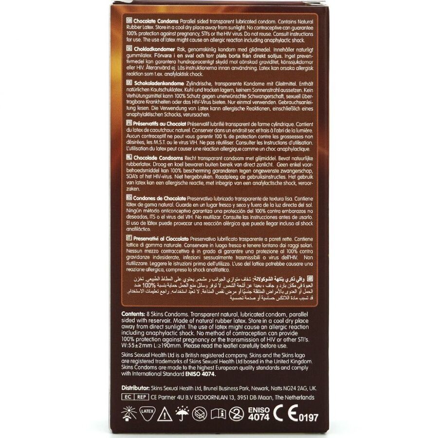 SKINS PACK DE 8 PRESERVATIFS PREMIUM CHOCOLAT