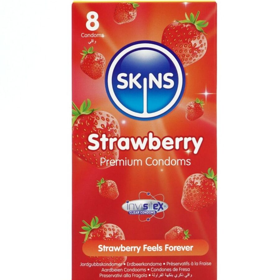 SKINS PACK DE 8 PRESERVATIFS PREMIUM FRAISE