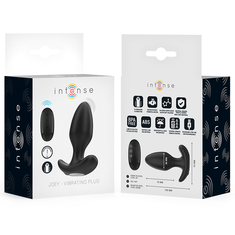 INTENSE JOEY ANAL PLUG 10 VIBRATIONS NOIR TELECOMMANDE
