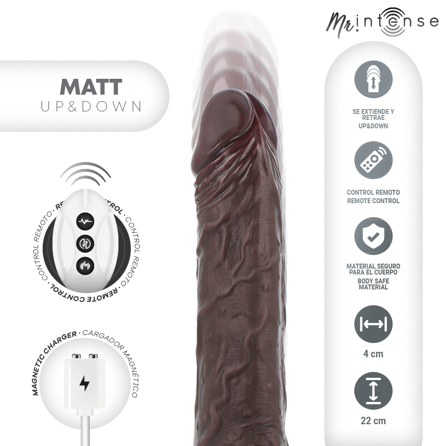 MR INTENSE MATT REALISTE MULTIFONCTION AVEC VIBRATION HAUT ET BAS ET TELECOMMANDE 22 CM O 4 CM