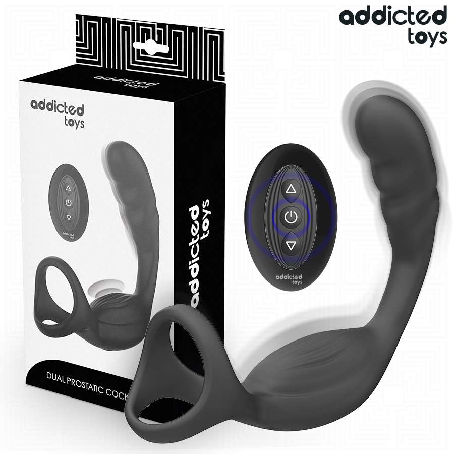 Cockring double vibrant avec stimulateur prostate — Dual Prostatic · Addicted Toys · Cockrings Vibrants