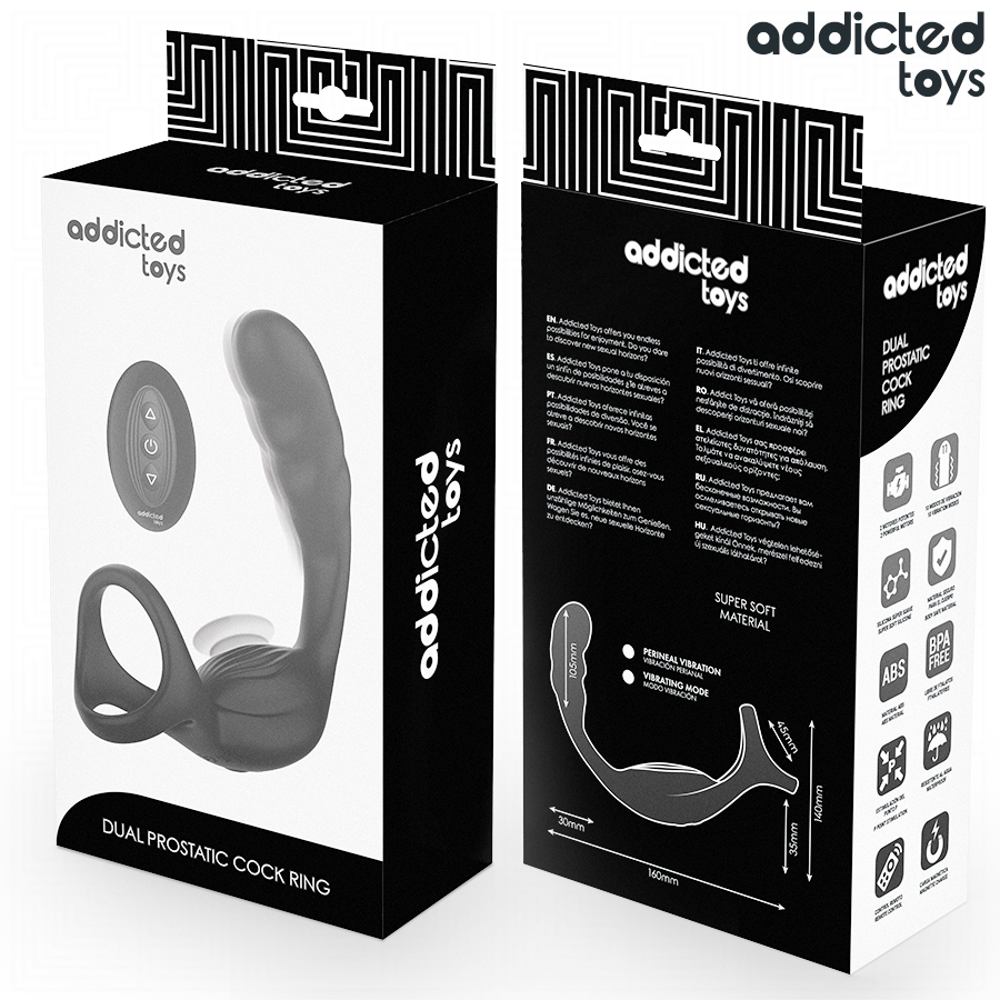 Cockring double vibrant avec stimulateur prostate — vue détaillée