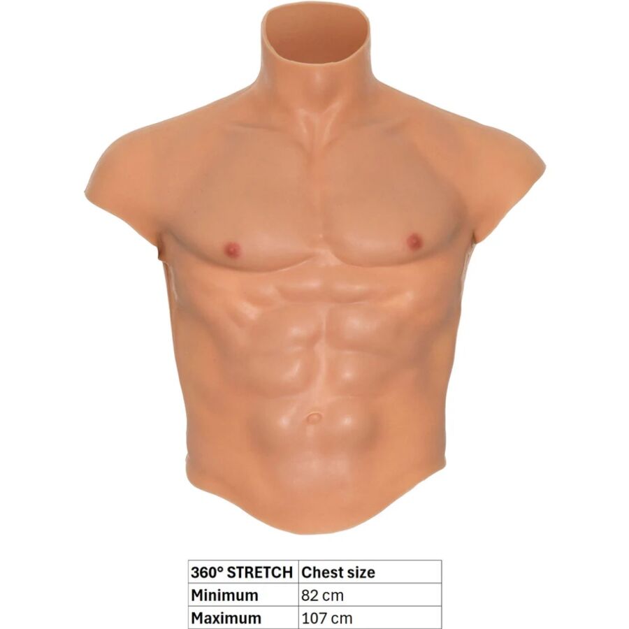 DESIR CACHE T SHIRT TORSE MASCULIN EN SILICONE ALTER EGO AVEC ESTHETIQUE DES ABS