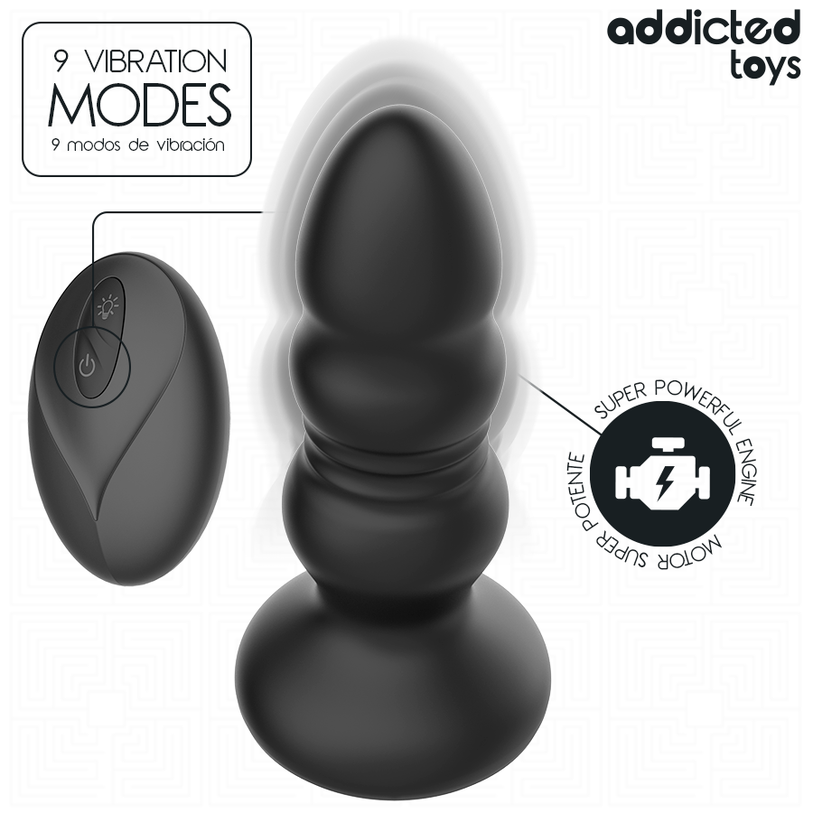 ADDICTED TOYS PLUG ANAL ROTATIF ET VIBRANT TELECOMMANDE AVEC LUMIERE LED
