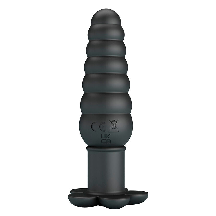 Plug anal vibrant silicone 10 modes base ventouse 11,7 cm — vue de profil