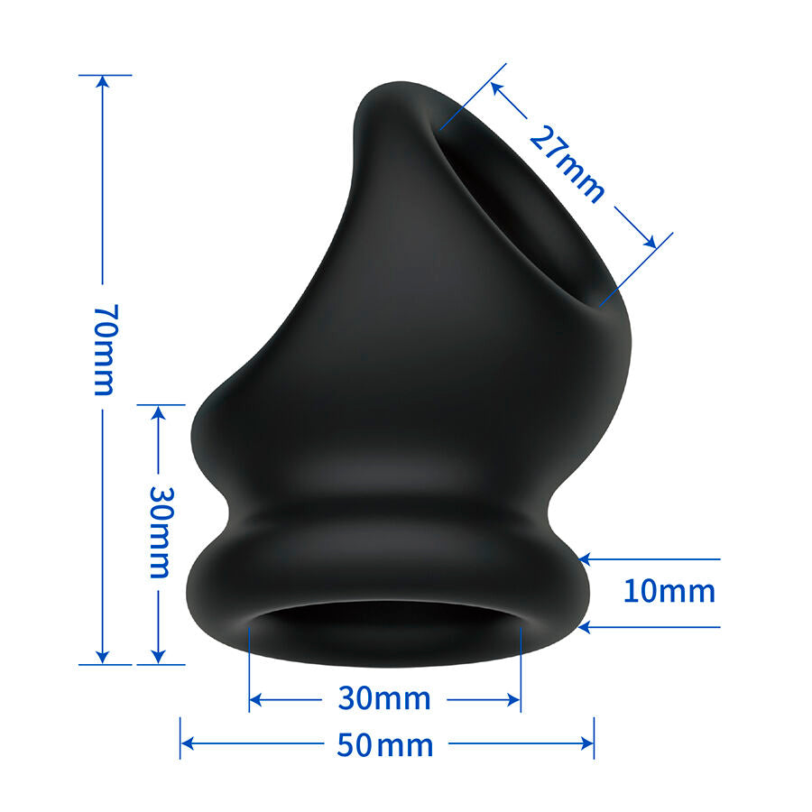 Cockring + poche ballsack silicone souple — texture visible