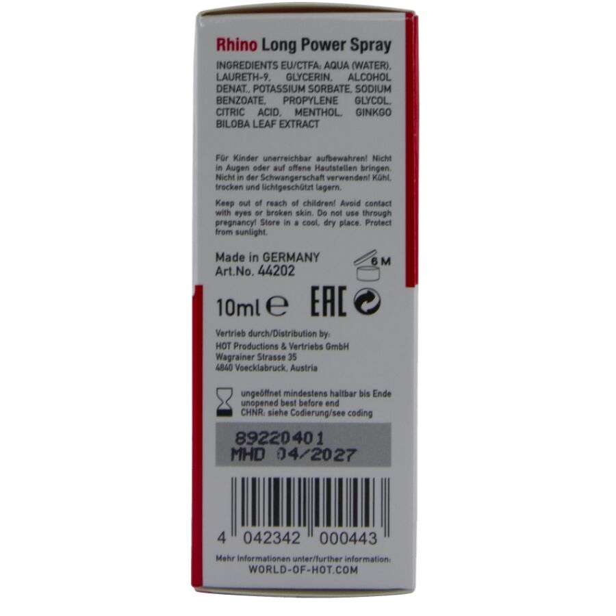 Verzögerungsspray mit Ginkgo & Menthol 10 ml — Rhino