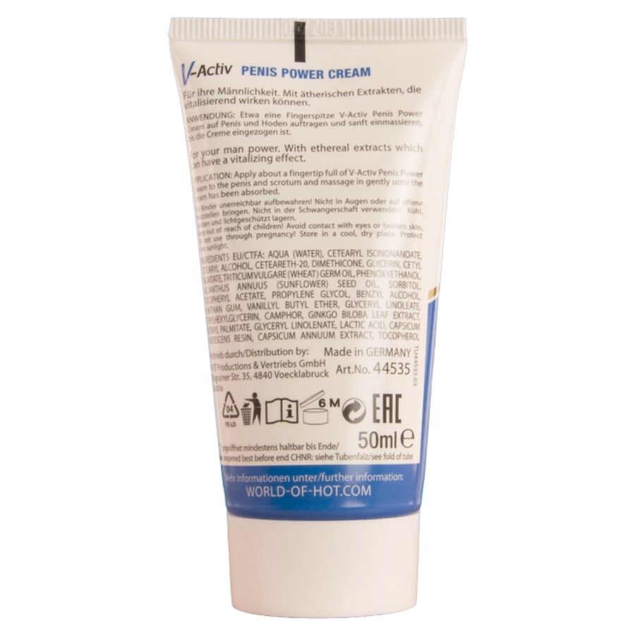 HOT CREME STIMULANTE POUR LE PENIS V ACTIV POUR HOMMES 50 ML