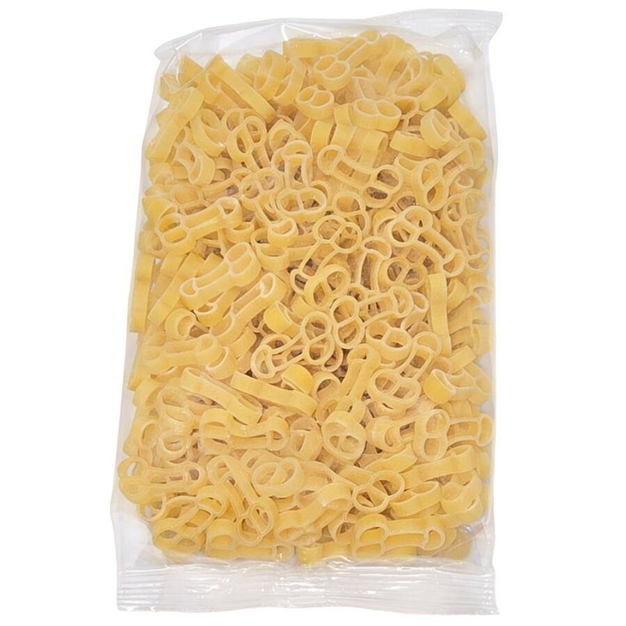 Sachet transparent rempli de pâtes crues en forme de pénis