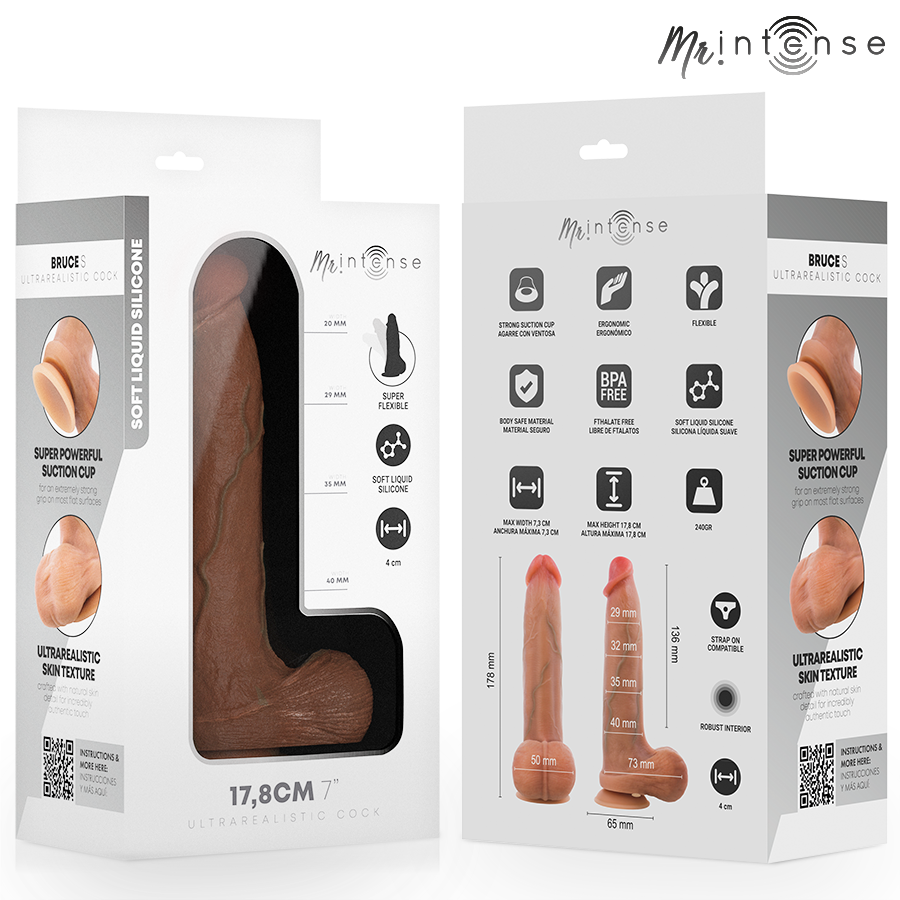 MR INTENSE BRUCE S GODEMICHET EN SILICONE AVEC TESTICULES 178 CM O 4 CM
