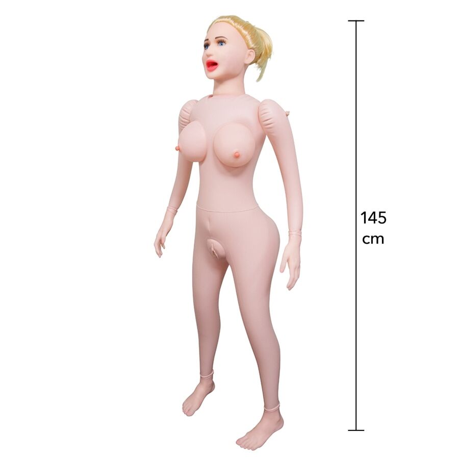 Poupée gonflable double entrée 145 cm — vue de profil