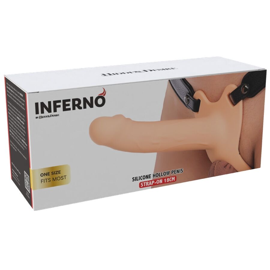 HIDDEN DESIRE INFERNO MANCHON PENIS AVEC STRAP ON EN SILICONE 18 CM
