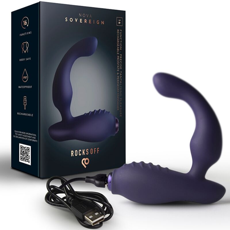 ROCKS OFF MINI BAGUETTE RECHARGEABLE 16 FONCTIONS ROSE PIVOINE