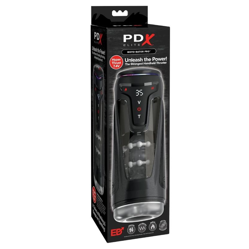 PDX ELITE MOTO BATOR PRO MASTURBATEUR A POUSSE AUTOMATIQUE VIBRANT ET CHAUFFANT 265 CM