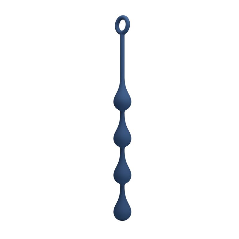 Profilansicht: blaue Waterdrop M Analkette auf weißem Hintergrund