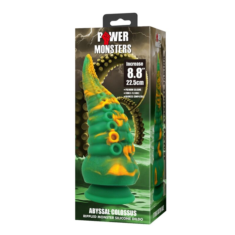 Boîte Power Monsters Abyssal Colossus, rippled monster silicone dildo 22,5 cm