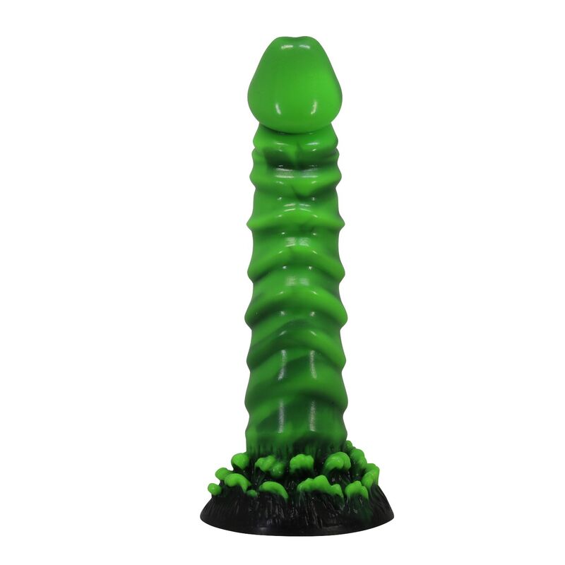Gode Manticore de face, bourrelet spiralé vert et gland bulbeux
