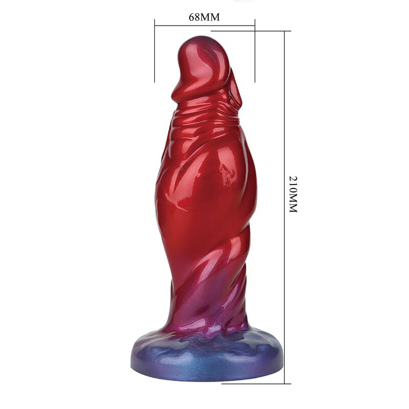 Plug gonflable Shadow Behemoth en silicone rouge et bleu, avec sa poire de gonflage