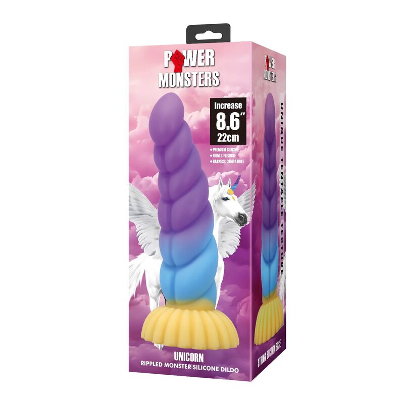 Schéma coté du gode Unicorn : 220 mm de hauteur, 58 mm de diamètre