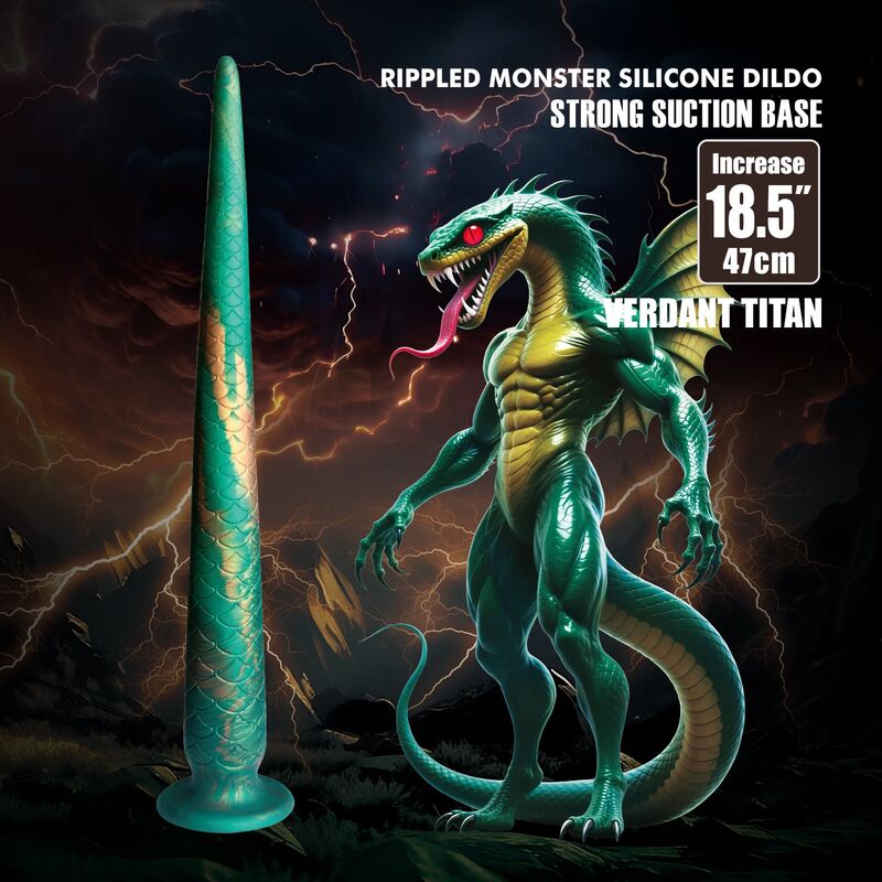 Visuel Power Monsters Verdant Titan : la queue écaillée face à un dragon vert