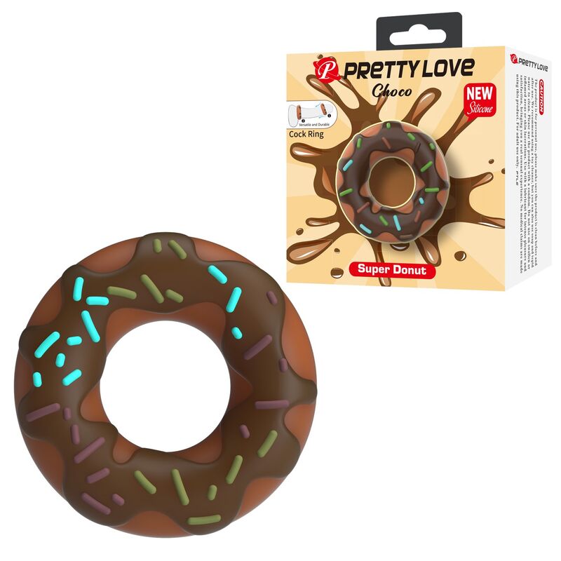 Super Donut Penisring aus Silikon in Braun — mit Verpackung