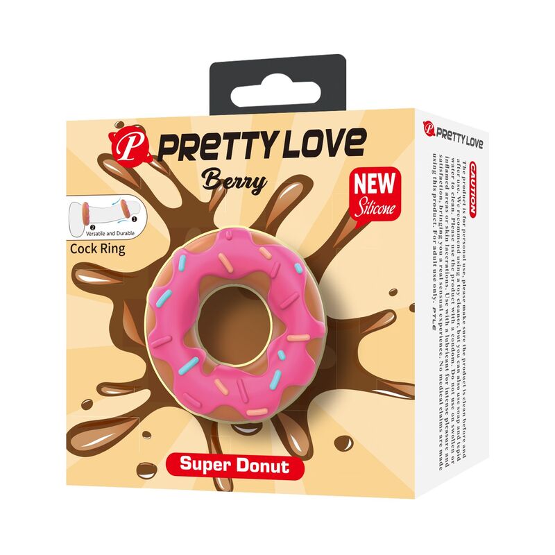 Super Donut Penisring aus Silikon in Rosa — mit Verpackung