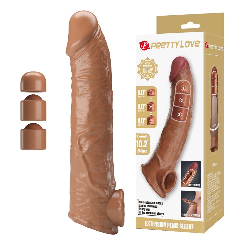 Pretty Love Penis-Verlängerungshülle 26 cm in Hautfarben — aufrechte Ansicht