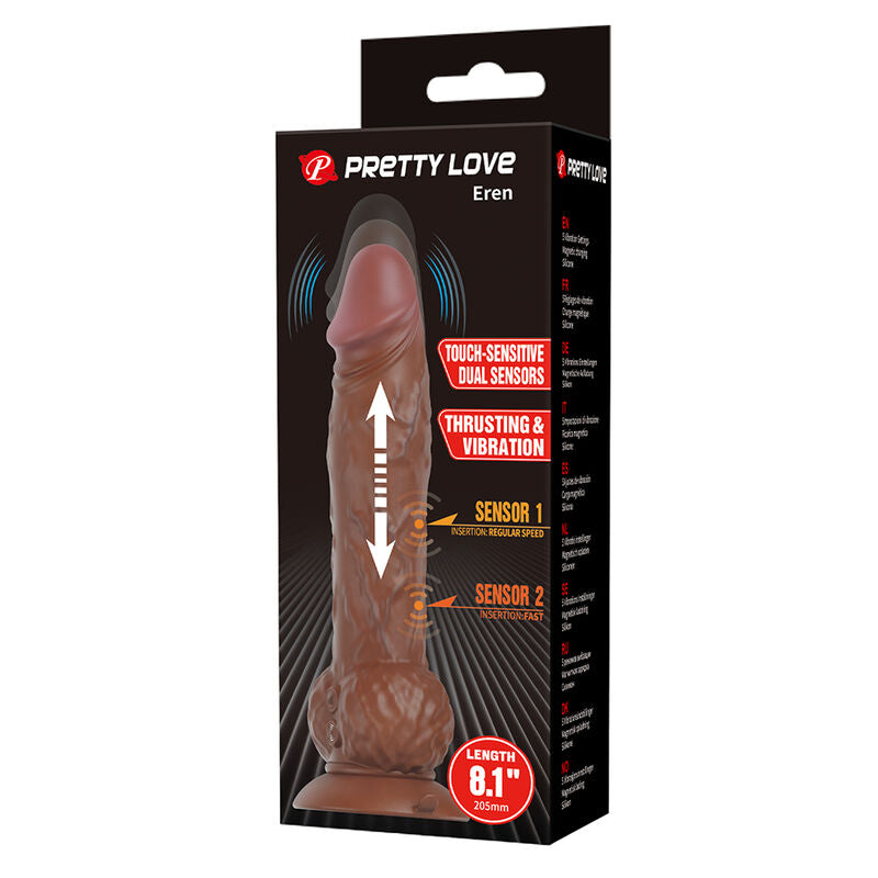 Boîte Pretty Love Eren avec gode va-et-vient marron