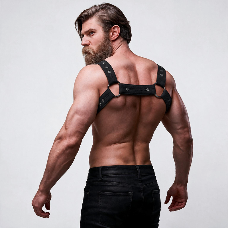FETISH SUBMISSIVE ATTITUDE HARNAIS DE SPORT REGLABLE EN NEOPRENE POUR HOMMES