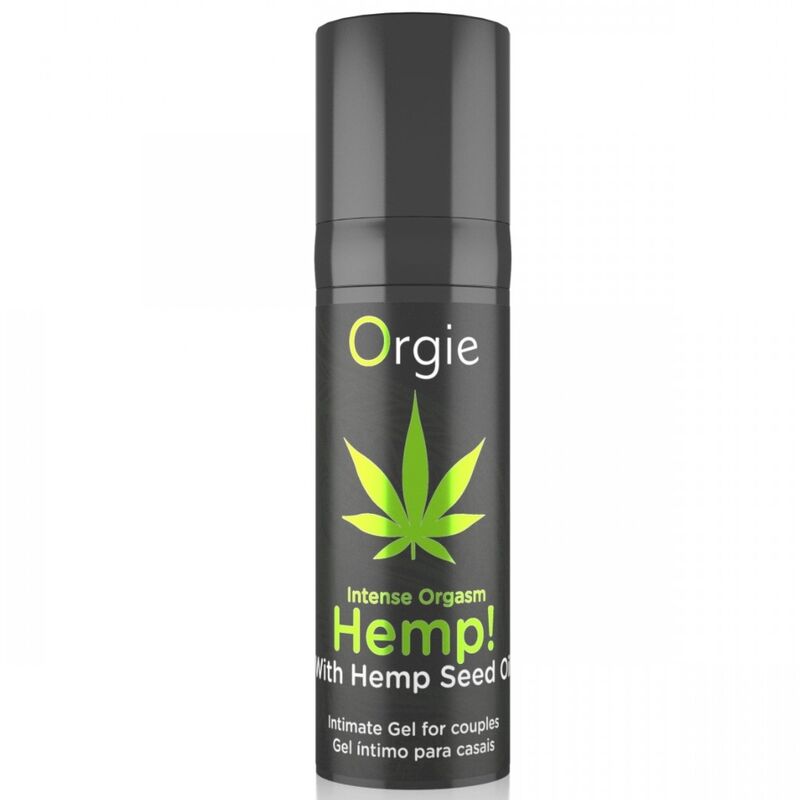 Flacon noir et vert du gel Hemp Intense Orgasm ORGIE