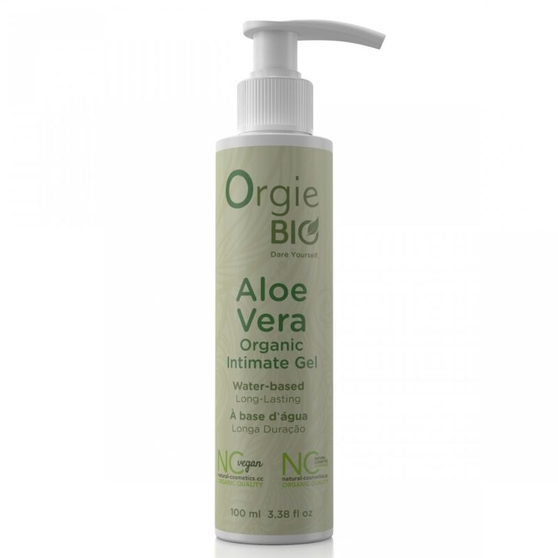 Flacon-pompe blanc et vert du gel intime Orgie Bio Aloe Vera